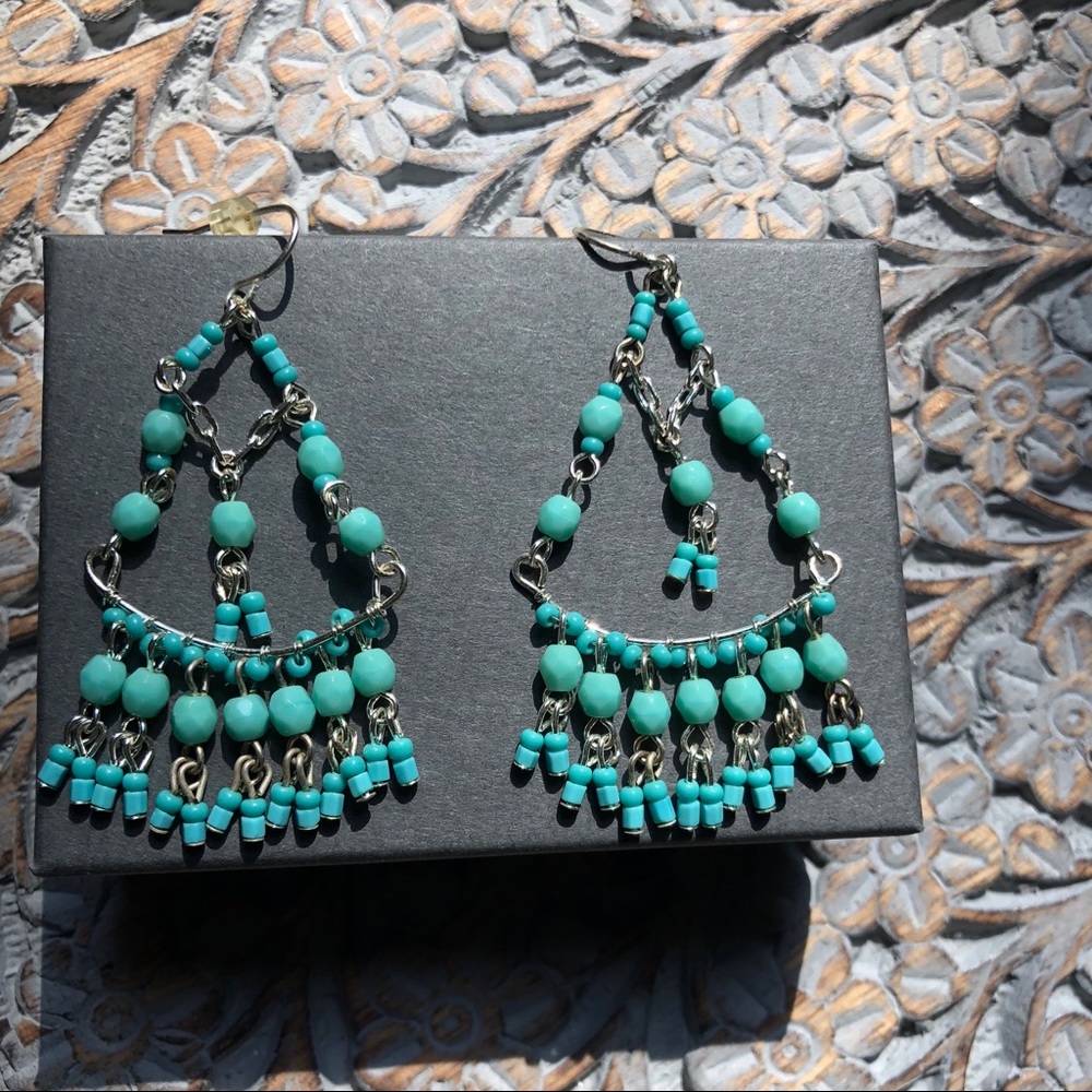 Turquoise Beaded Drop Earrings